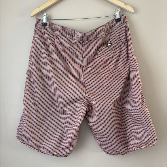 Men’s Reversible Swim Shorts, Size 34, Brown Striped / Pink Bird Print - Picture 7 of 11